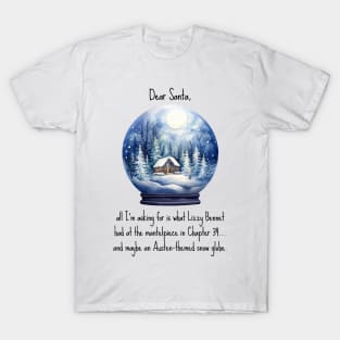 Funny Jane Austen Christmas design with snow globe T-Shirt